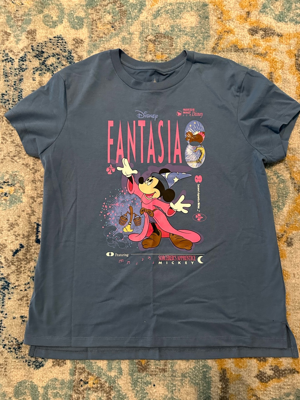 Disney Fantasia Sorcerer Mickey Tee - Slate Blue with Pink